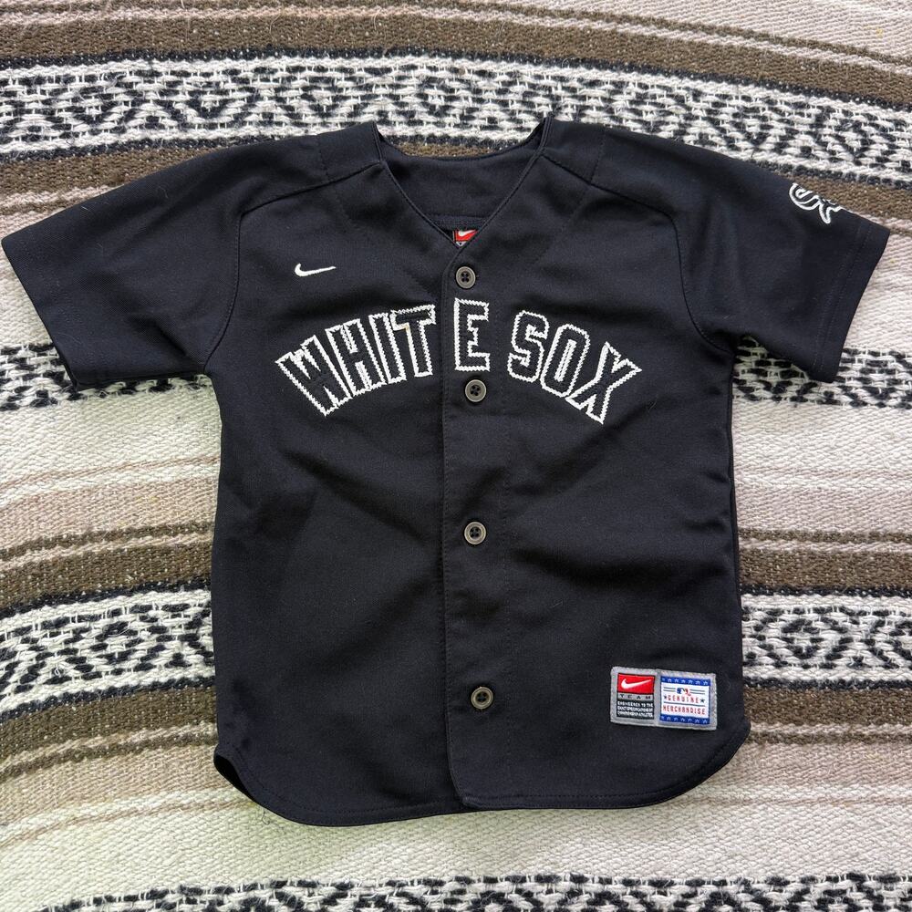 Baby Toddlers Vintage 2000's Nike Chicago White Sox Black Baseball Jersey Sz 2T